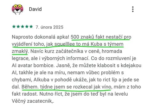 5★ recenze aplikace Kuba English z Google Play